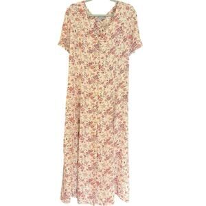 Vintage Paniz New York Floral Dress Size Large Granny Cottagecore Midi Prairie